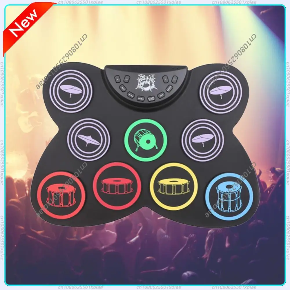 

Цифровая ударная установка-роллапд, тренировочный пэд с 9 датчиками, педальный контроллер USB, с барабанными палочками – отличный подарок на праздники и дни рождения для детей