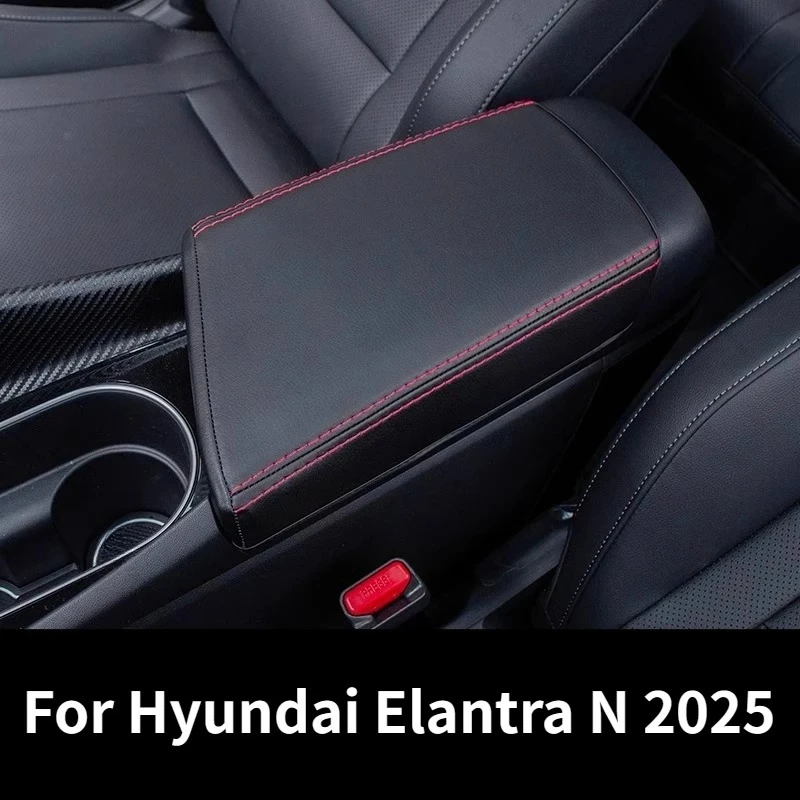 Made of microfiber suede Wrap For Hyundai Elantra N 2025 Center Console Armrest Box Cover Trim Car Accessories Protective Pad