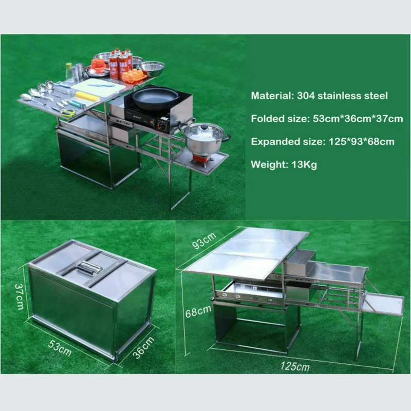 Mobile kitchen travel vehicle outdoor folding table camping kitchen utensils field portable folding equipment picnic supplies