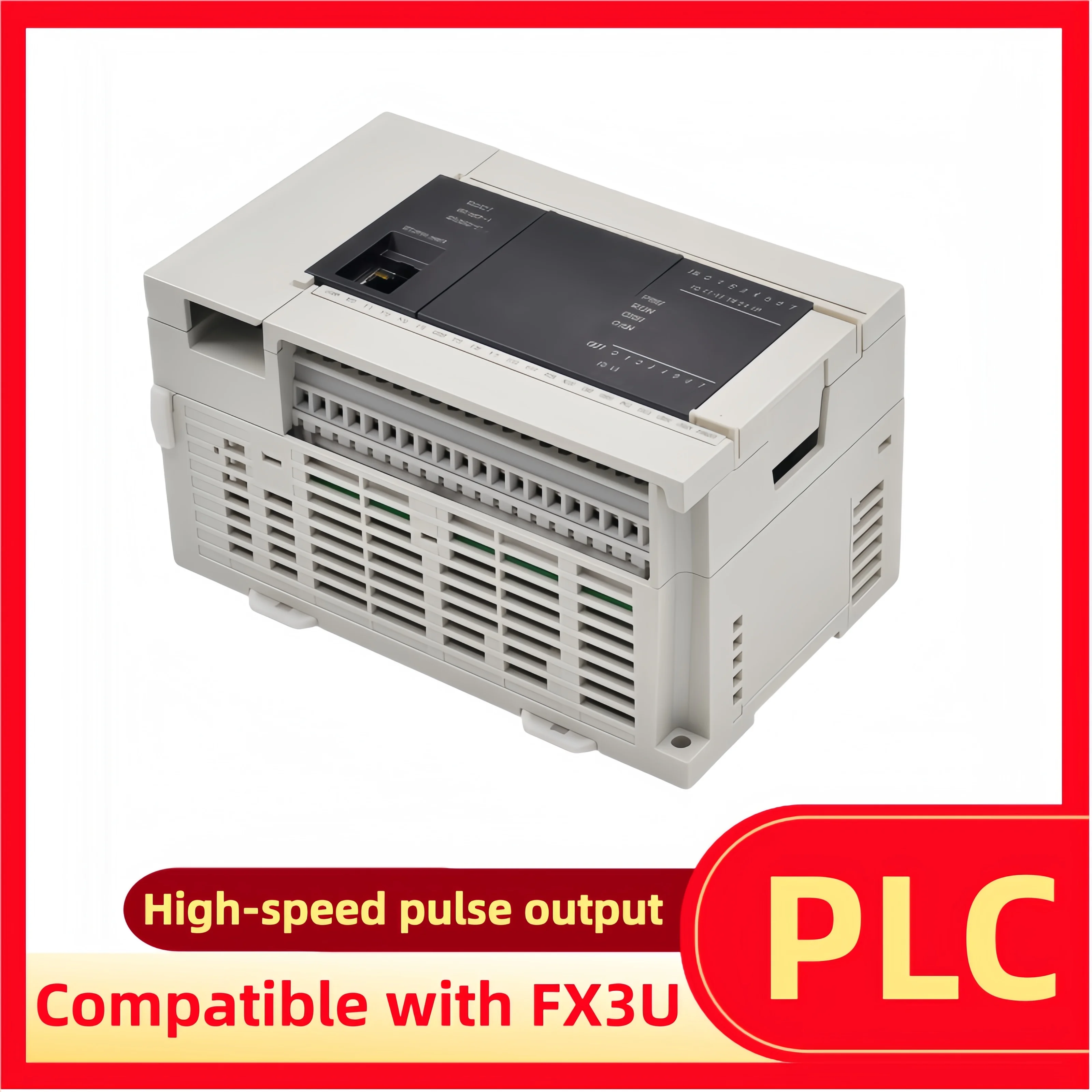 

PLC compatible with FX3U programmable controller, supporting Ethernet, analog input/output, high-speed pulse.
