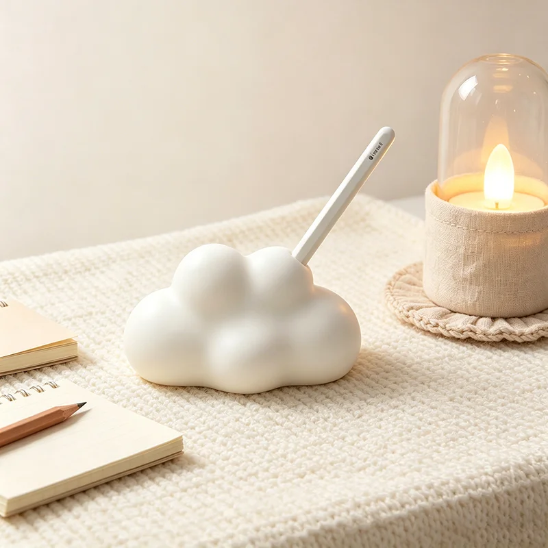 Cloud Shape Minimalist Small Pen Holder Creative Desktop Decoration 3D Printed Home Flower Arrangement Ornament Cream Style