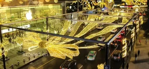 Christmas Decoration Supplies Lights Poles Outdoor Party Decorative Large Bow Tie Skyline 3D Led Motif String Lights