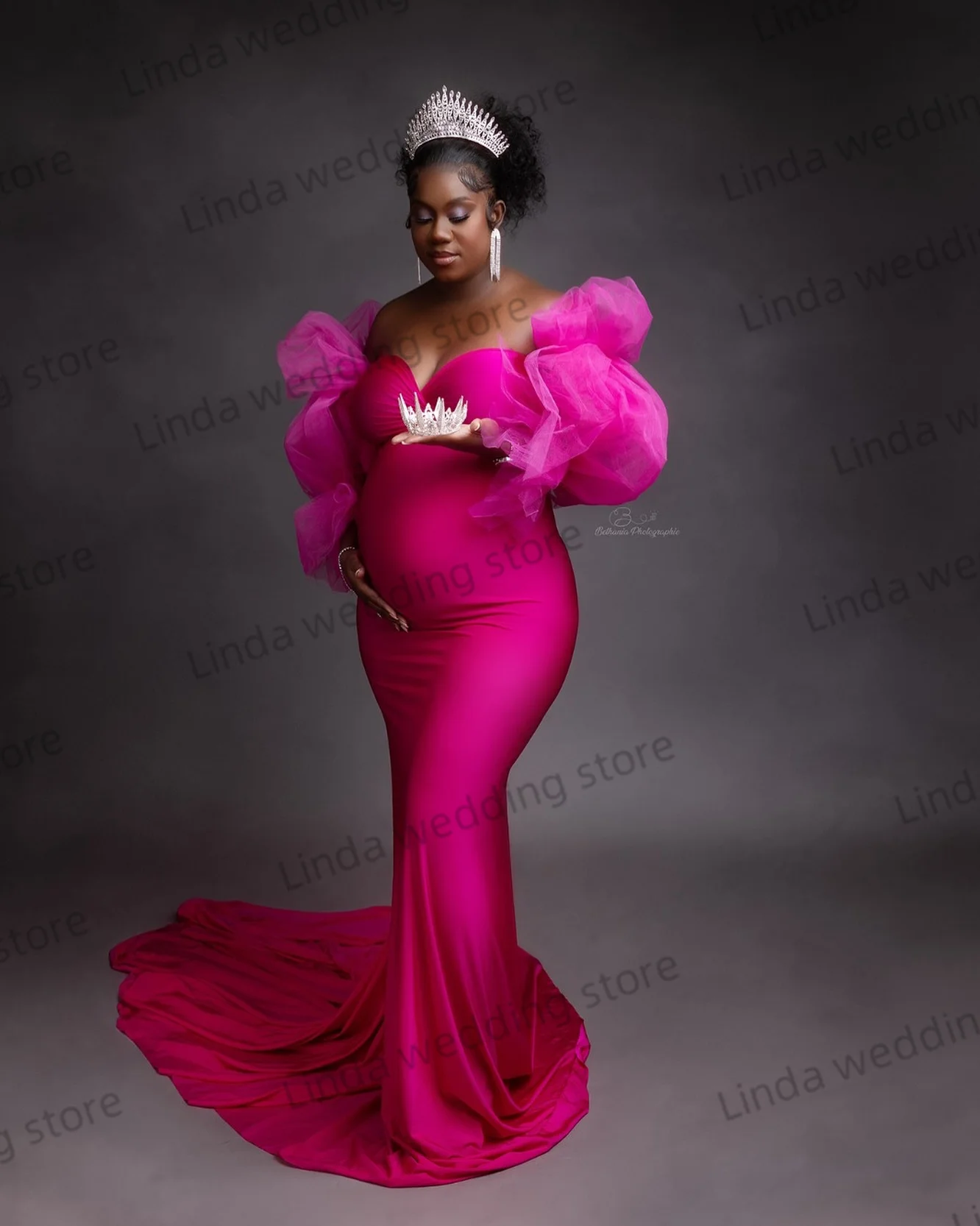 Fuschia Mermaid Maternity Dresses for Baby Shower Sweetheart for Photoghpry Prop Simple Customized Vestidos For Pregnant Woman