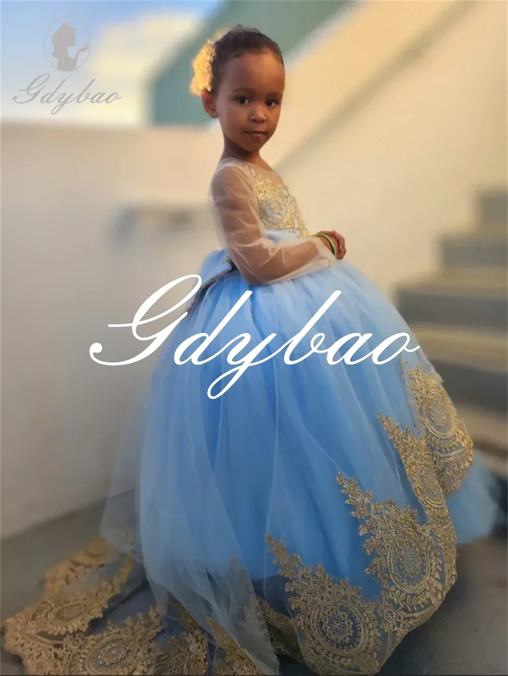 

Simone Wedding Applique O Neck A Line Formal Flower Girl Dress Bow Long Ball Sweep Train First Communion Dress Customized 2025