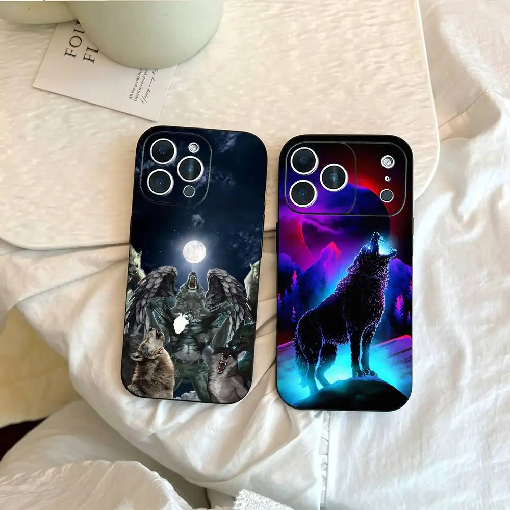 Funda para Teléfono Alpha Sigma Wolf Cool para iPhone 17, 16, 15, 14, 13, 12, 11 Plus, Pro Max, Otros Modelos, Cubierta Negra Suave
