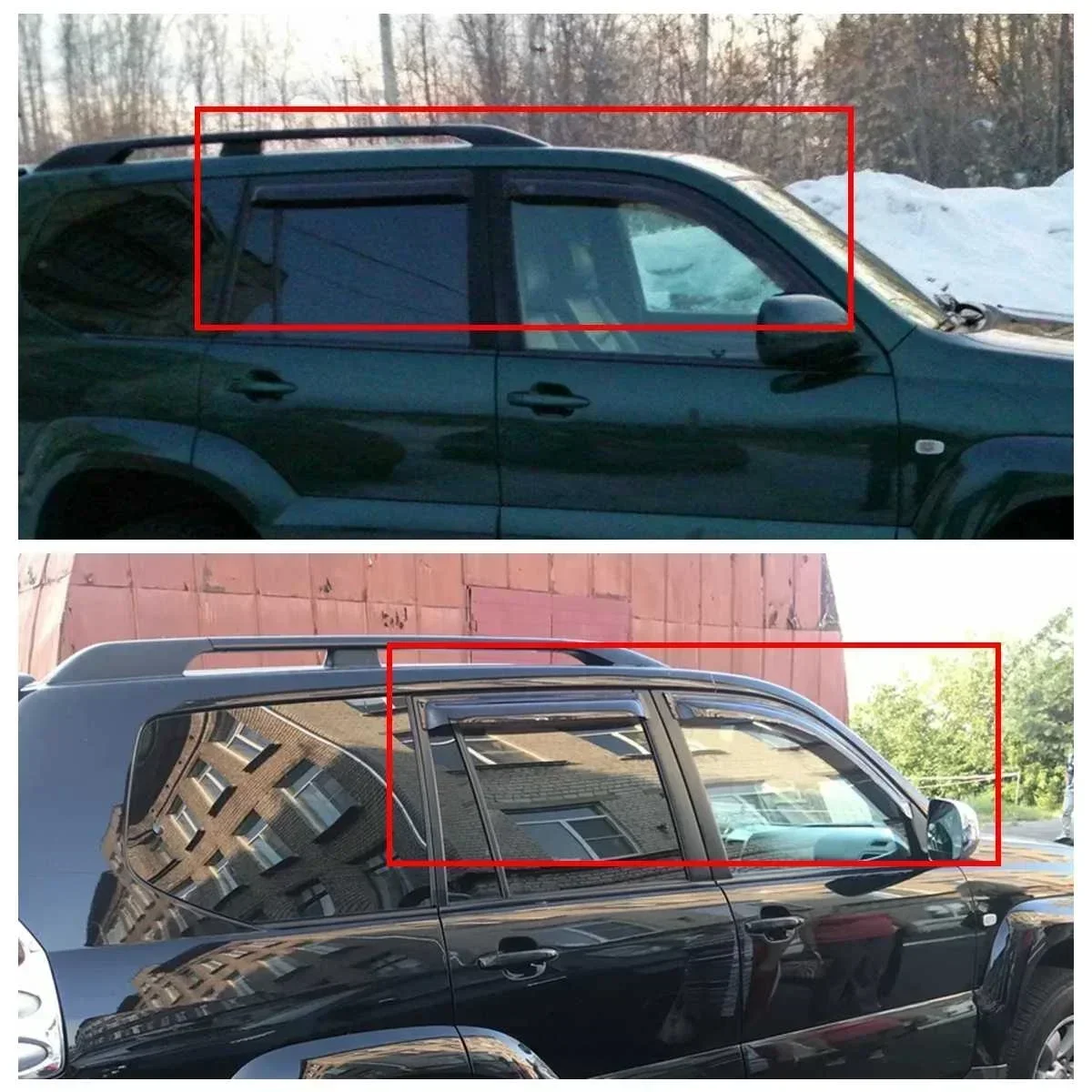 4PCS Car Window Wind Deflectors Tinted For Toyota Landcruiser Prado 120 Series 2003 2004 2005 2006 2007 2008 2009 black Body Kit