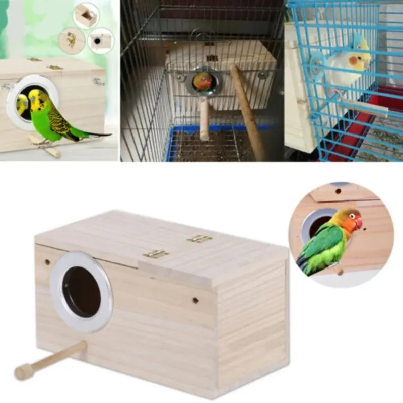 

Bird Breeding Box Cage Nest For Parrot Nesting House Wooden Lovebirds Finch，bird cage accessories