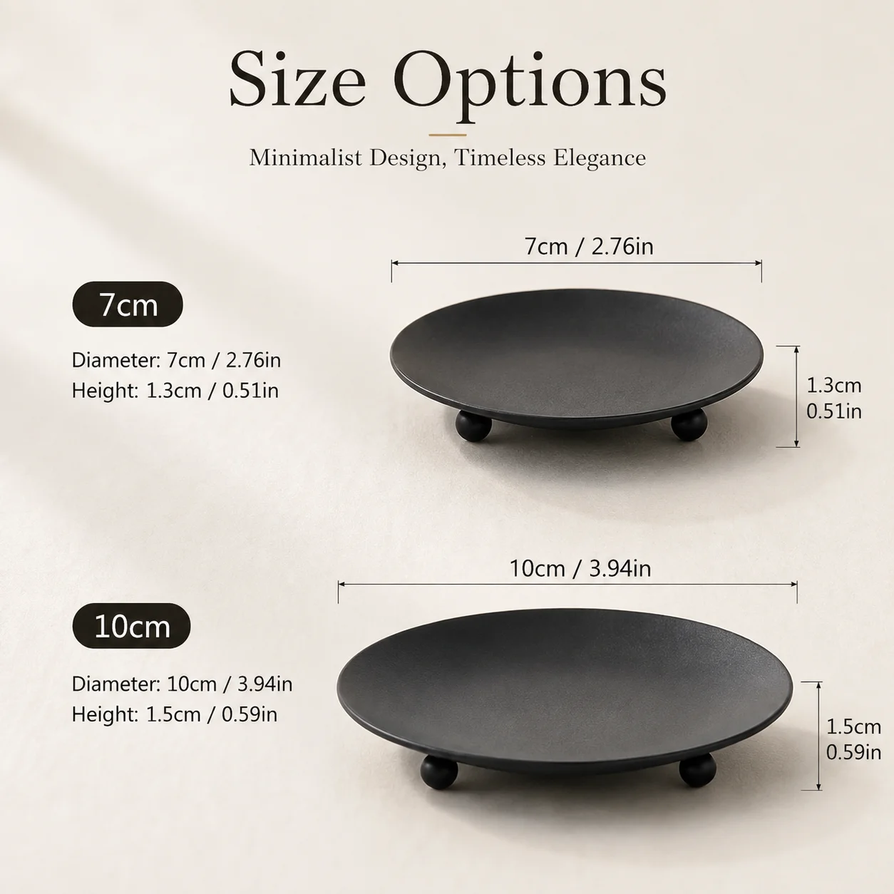 1Pc Black Metal Candle Tray Round Candle Holder Plate for Pillar Tealight Candles Dining Table Wedding Home Decor