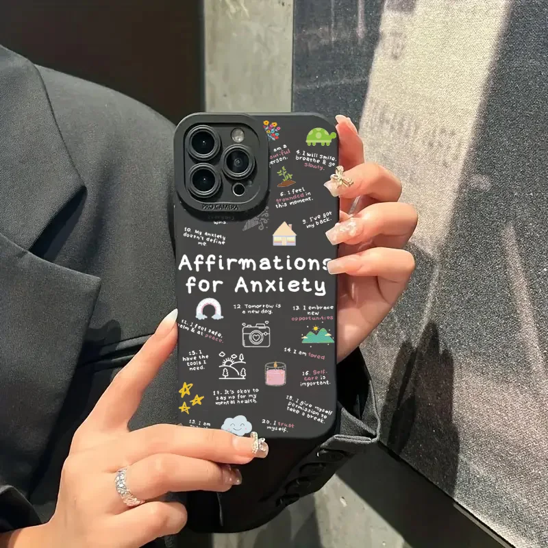 

For iPhone 11 12 13 14 15 16 Pro Max XS X XR 7 8 Plus SE 2020 2022 Silicone Case Shockproof Happy Life Record Soft Cover Fundas