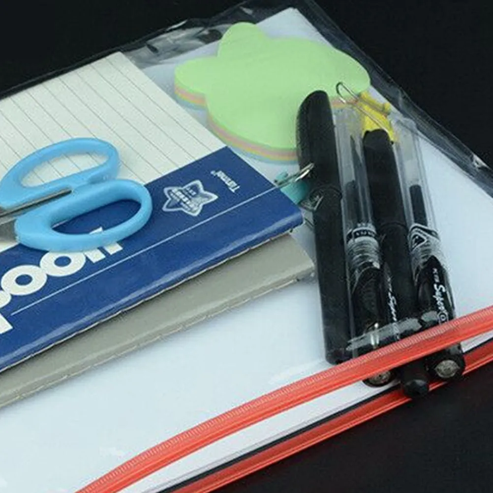 

10Pcs Transparent PVC Zipper File Bags A4 Size Colorful Document Organizer for School Office Bills Storage Portable Waterproof