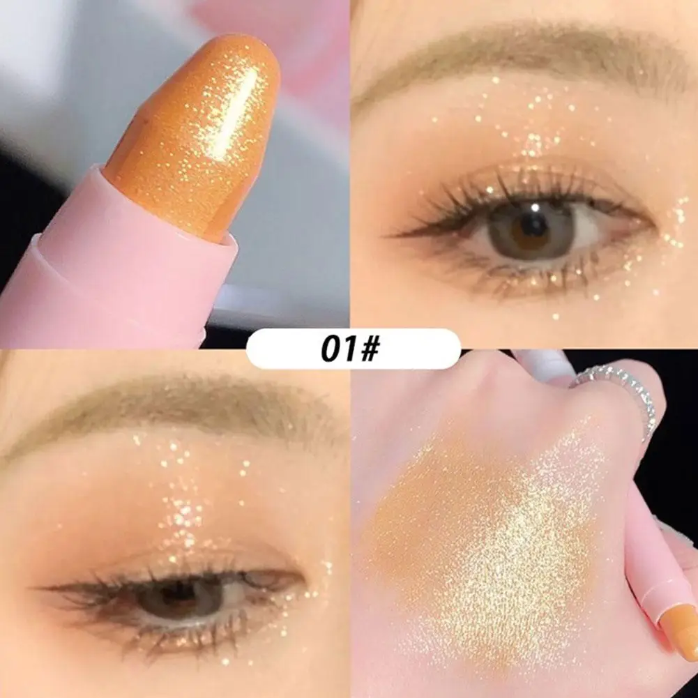 Glitter Branco Deitado Silkworm Highlighter Lápis, Lasting Eye Brightening, Maquiagem De Canto Cosmético Coreano, Sombra Perolado U8P6