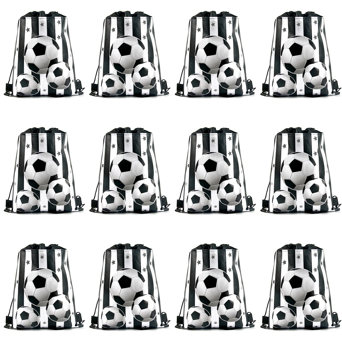 1/2pcs Football Party Non-woven Gift Bags Soccer Drawstring Backpack Kids Boys Sport Football Theme Birthday Party Decorations