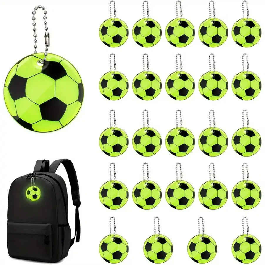 

20PCS - Football Reflective Key Chain Combination Style, Fashionable Backpack Pendant
