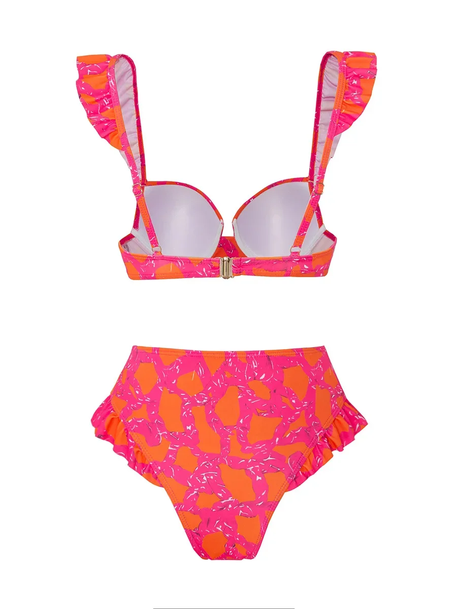 3 peças push up bikini 2024 cintura alta maiô & saia sexy plissado banho feminino natação terno de natação feminino beachwear