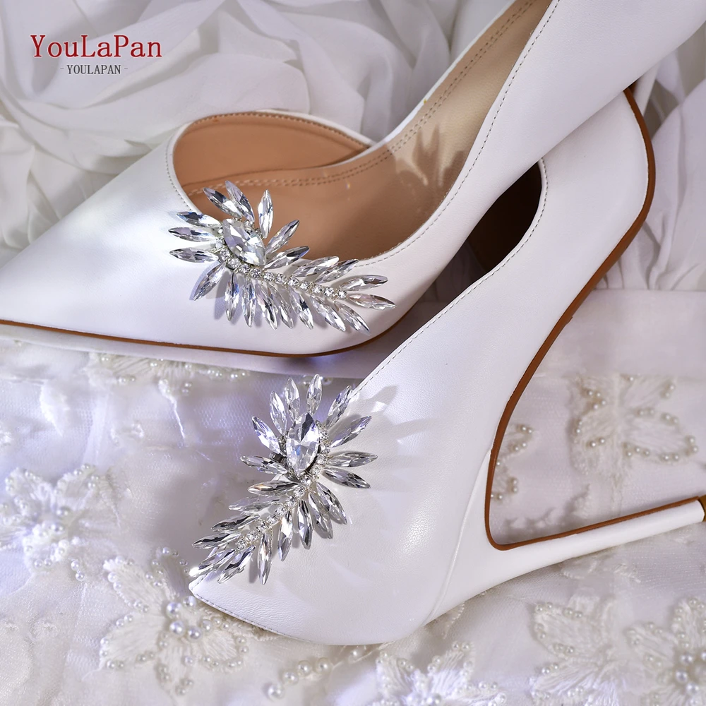 YouLaPan 2PC Bride Shoe Rhinestone Decorations Clip Accessories High Heel Charm Buckle Removable Wedding Metal Clamp HX57