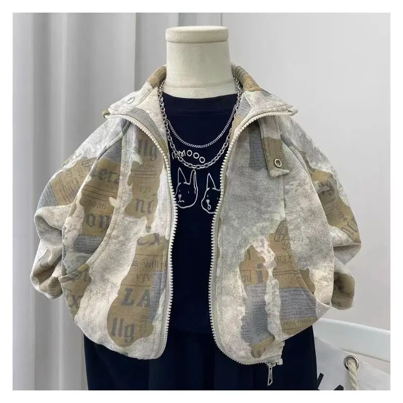 

2-11Y Spring Autumn Zipper Clothes for Teenagers Printing Coat Kids Boys Fashion Sport Jacket Children High Quality Outerwear