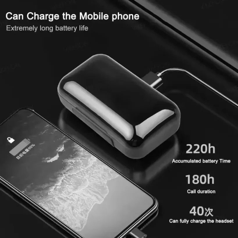 سماعات أذن مقاومة للماء سماعات شاشة ديجيتال أصلية F9 سماعة لاسلكية تعمل بالبلوتوث سماعات Tws حافظة شحن ذات سعة كبيرة #5