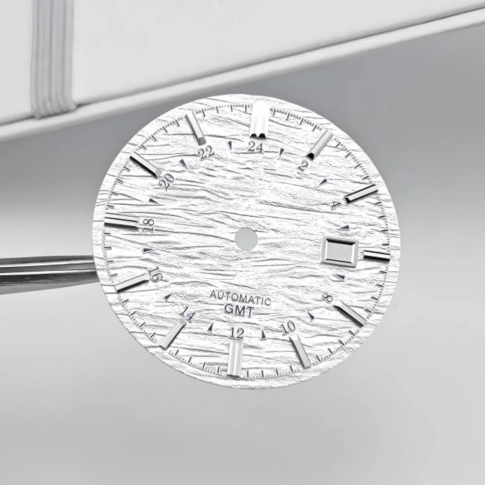 35-mm-Zifferblatt, kein leuchtendes silbernes Nägel-Zifferblatt NH35, für NH34-NH35-Uhrwerk, einzelne Kalender-Zifferblätter, modifiziertes Zubehör