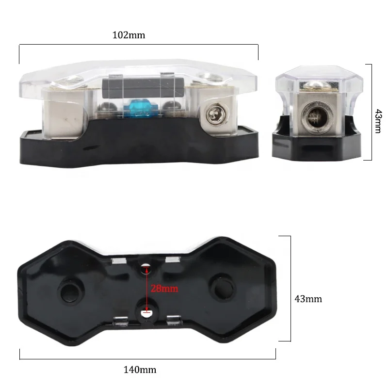 New Style Minianl Fuse Holder Automotive Plastic Waterproof Copper 12V 24V 60A Mini ANL AFS  Fuse Box Car Fuse Holder