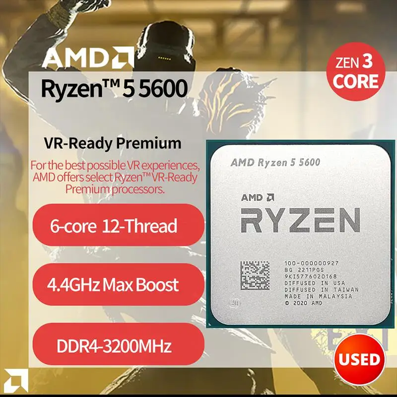 Go! Used AMD Ryzen 5 5600 R5 5600 3.5 GHz Six-Core Twelve-Thread CPU Processor 7NM 65W L3=32M 100-000000927 Socket AM4 NO FAN