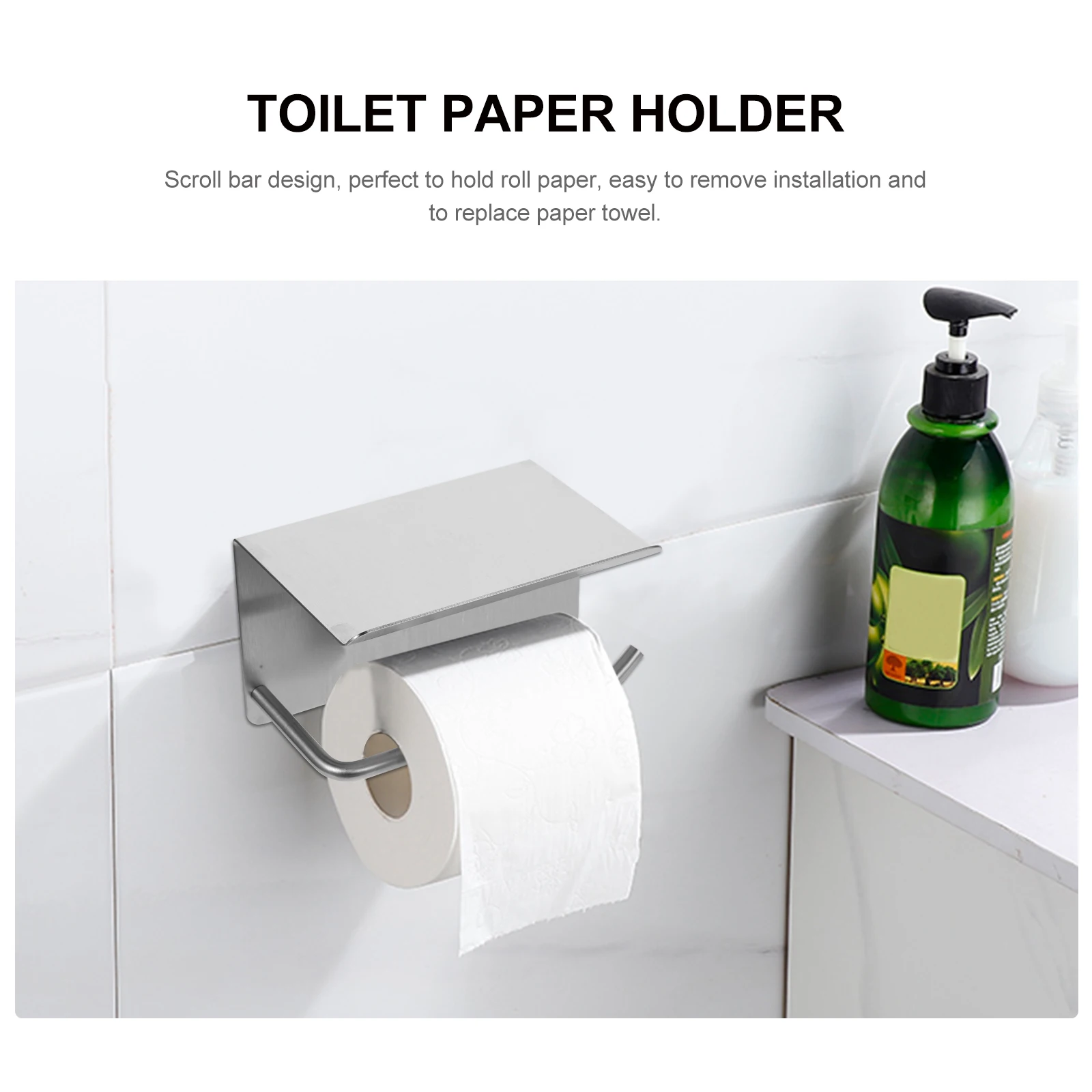 

Holder Stainless Steel Paper Towel Toilet Metal Wipes Dispenser Bathroom Silver