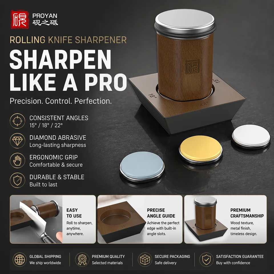 Taidea Rolling Knife Sharpener Multi Grit 360-6000 Diamond Ceramic Corundum Wood Handle Sharpening Tool Kitchen Whetstone Sets