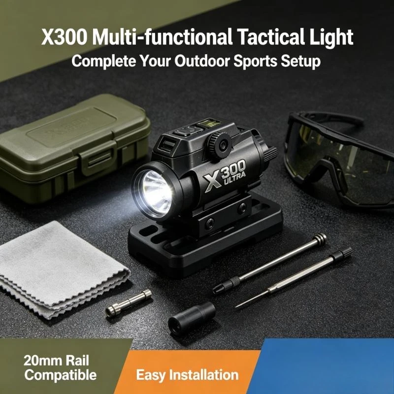 X300 Portable Tactical Torch New: Fits 20mm Rail for Toy Airsoft Guns CS Matches & Outdoor Activities