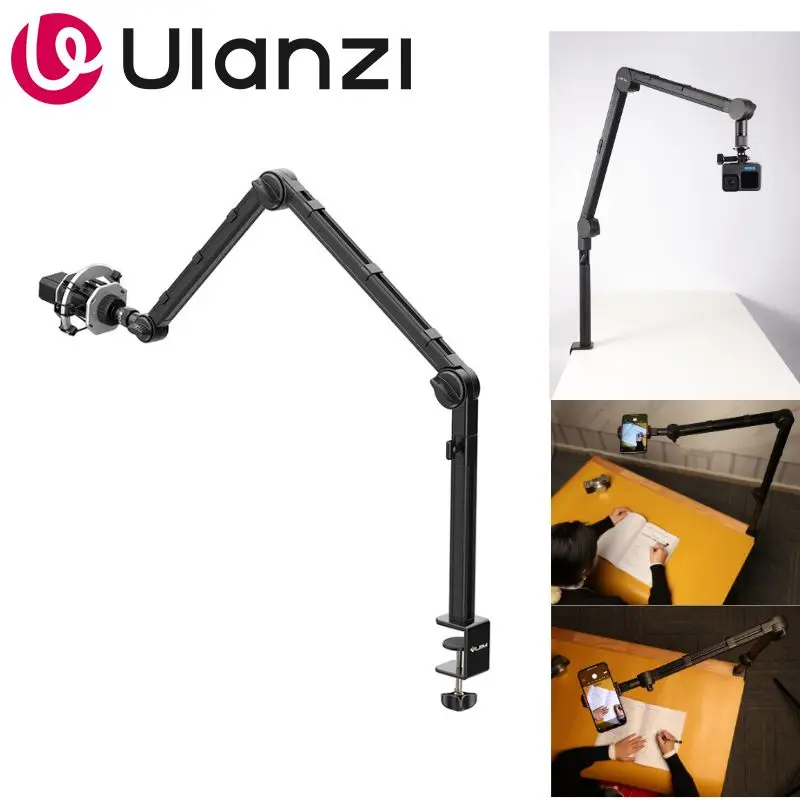 

Микрофонная стойка Ulanzi LS24 с 3-секционным регулируемым кронштейном для стола, грузоподъемность 2 кг, C-образный зажим для записи подкастов и стриминга