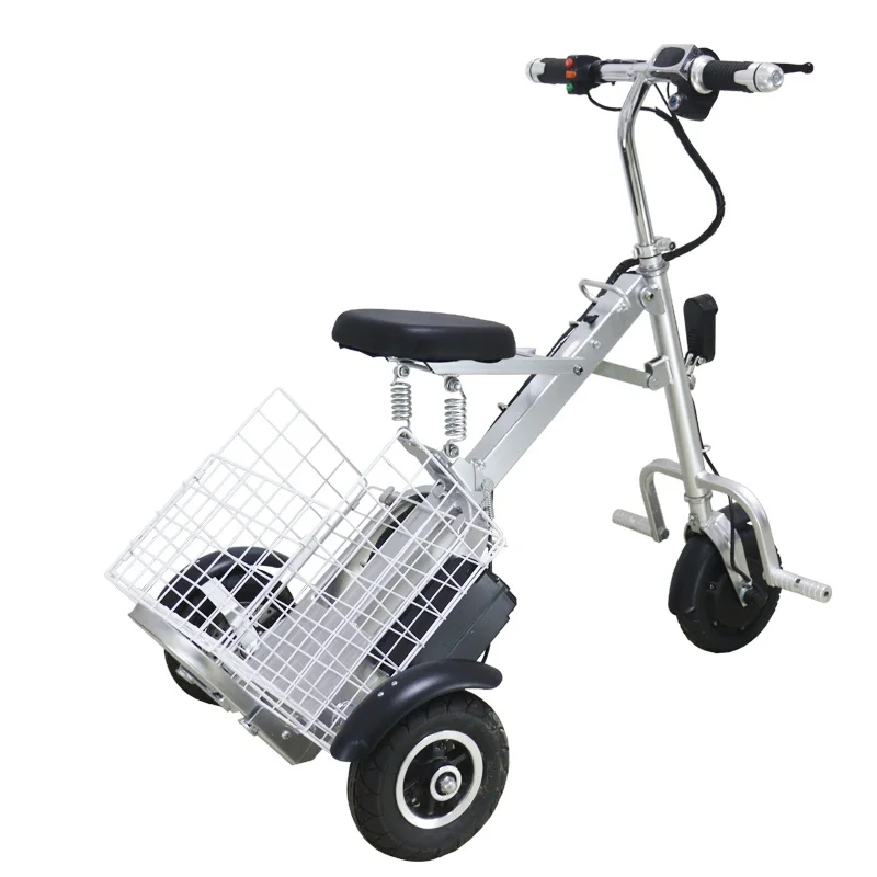 

18KG Foldable Three-Wheel Electric Bicycle 250W 36V Lightweight Mini 8 Inch Electric Tricycle for Old People Removable Battery