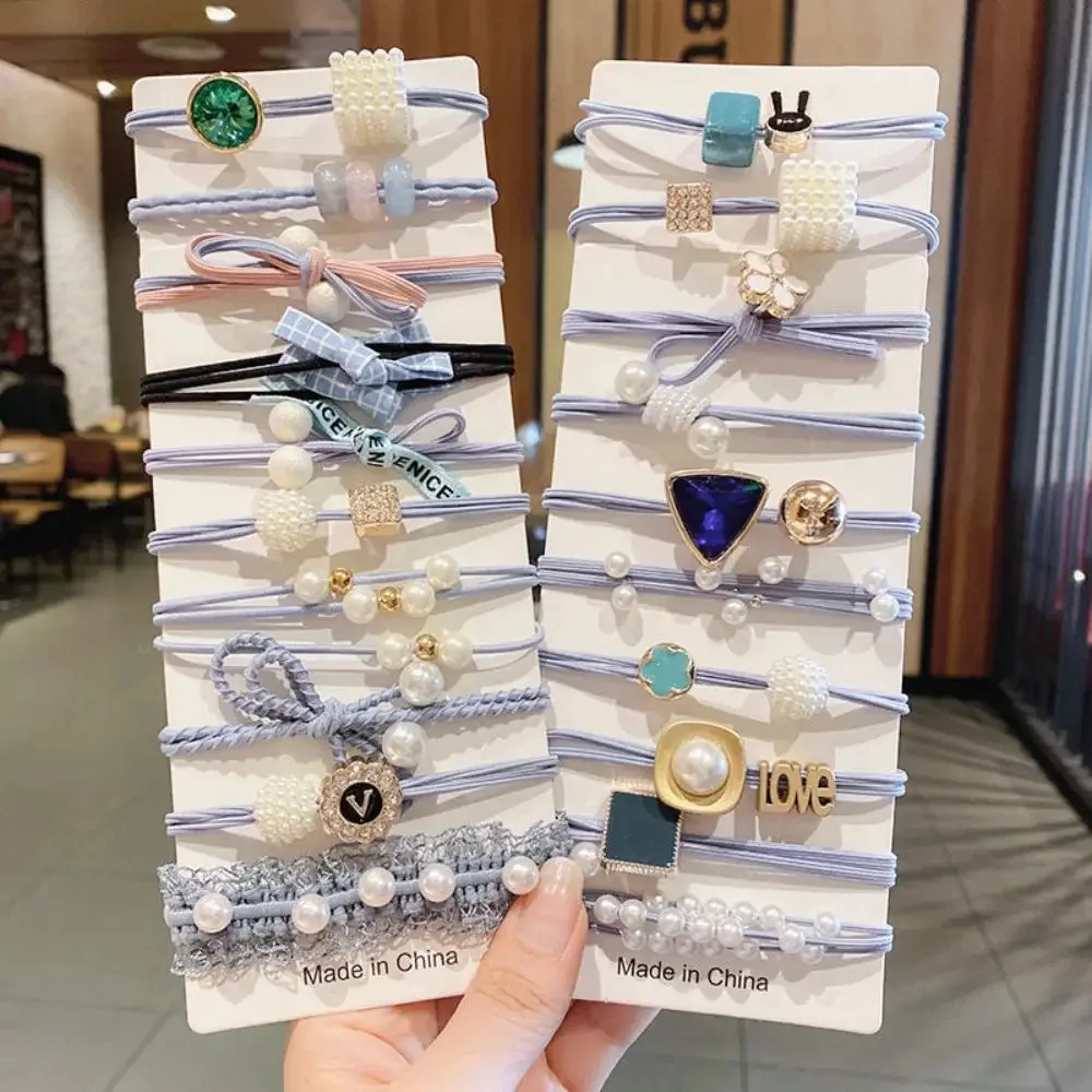 الكورية حجر الراين الشعر حبل غطاء الرأس مزاجه فتاة المطاط الفرقة الشعر قرصة مجموعة إكسسوارات الشعر