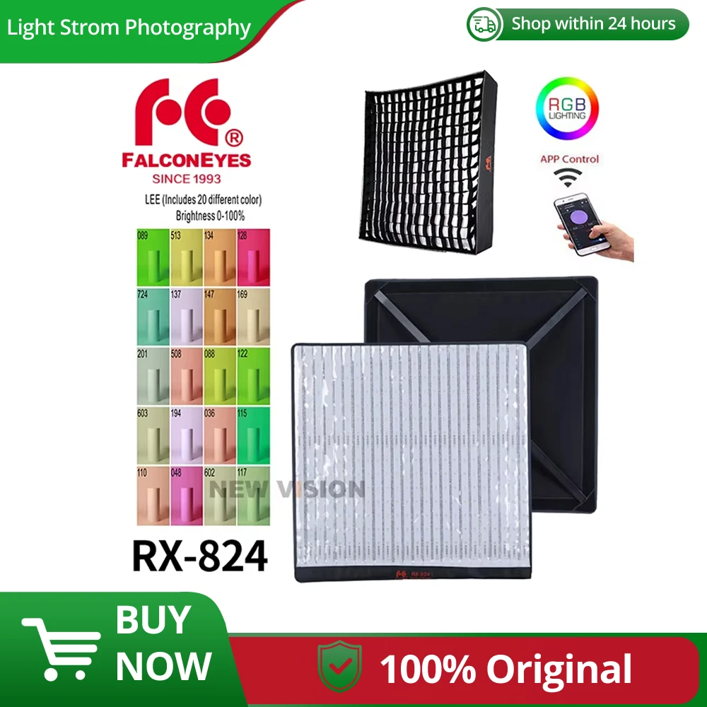 

FalconEyes RX-824 150W RGB LED Video Fotografia Light Support APP Remote Control Portable 8 Scene Modes Continuous Lighting Lamp