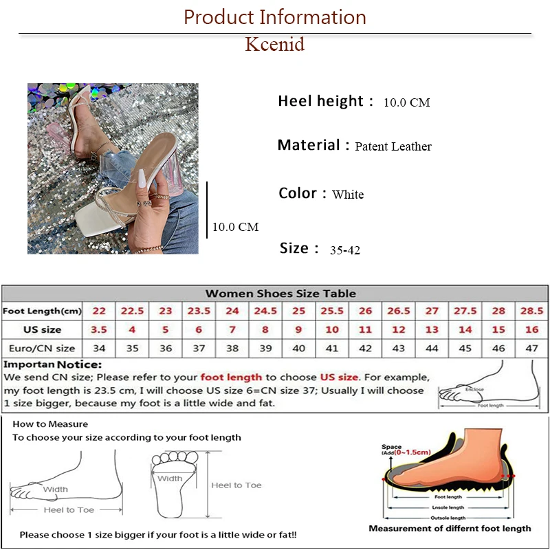 Kcenid Sexy PVC Transparent Chunky Heel Slippers Women Street Style High Heel Sandals Fashion Summer Open Toe Party Ladies Shoes