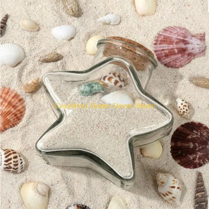 92MF Small Five-Point Glass Bottle with Cap, Clear Jar for Sand Paper Bits and Tiny Items in Shelf Sections or Display