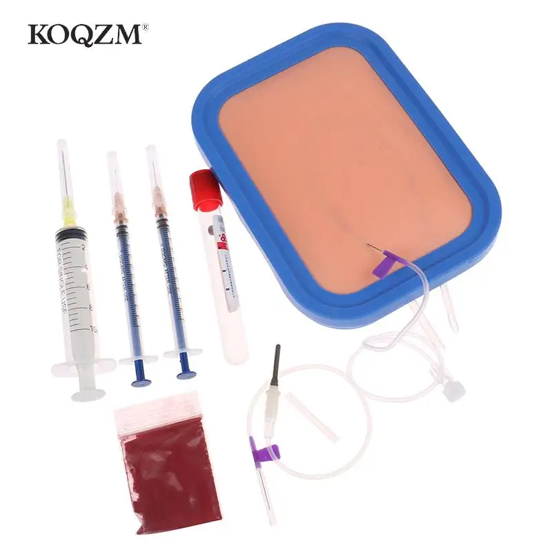 Nurses Intravenous Venipuncture IV Injection Training with Blood Returning Package Pad Silicone Wound Skin Suture Training Model