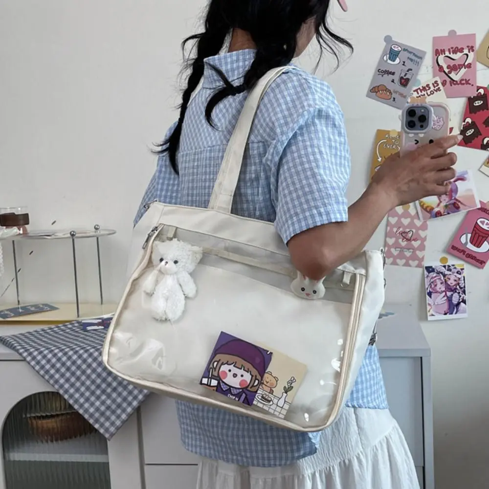

Fashion Japanese Style Transparent Itabag Harajuku Pvc Canvas Tote Bag Casual Badge Display Lolita Handbag Girls