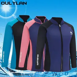 Oulylan Warm Water Sports Surf Diving Swimming Top Wetsuit Lady 2mm Wetsuit Women's Split Long Sleeve Surf Snorkel Top Jacket