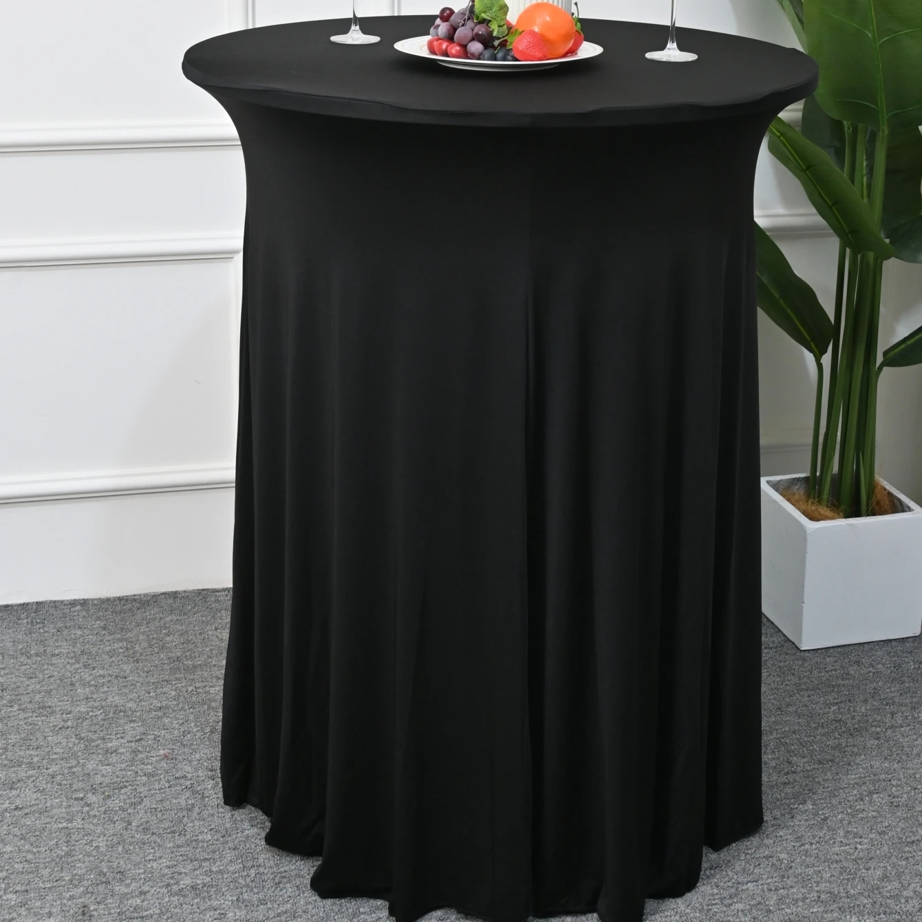 Round Cocktail Table Skirt Black Table Cloth for highboy Table Round Tablecloth Spandex Fitted Table Covers