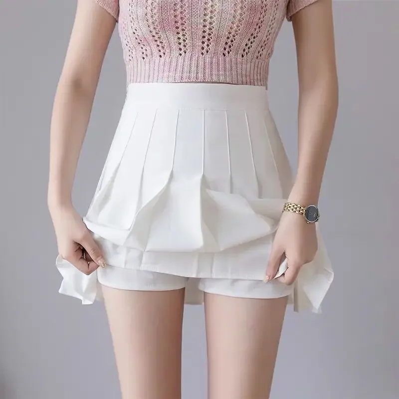 2024 Spring Summer Korean Skirt Shorts Women High Waist Sexy Mini Skirt School Short Pleated Kawaii Japanese Pink Skirt Female