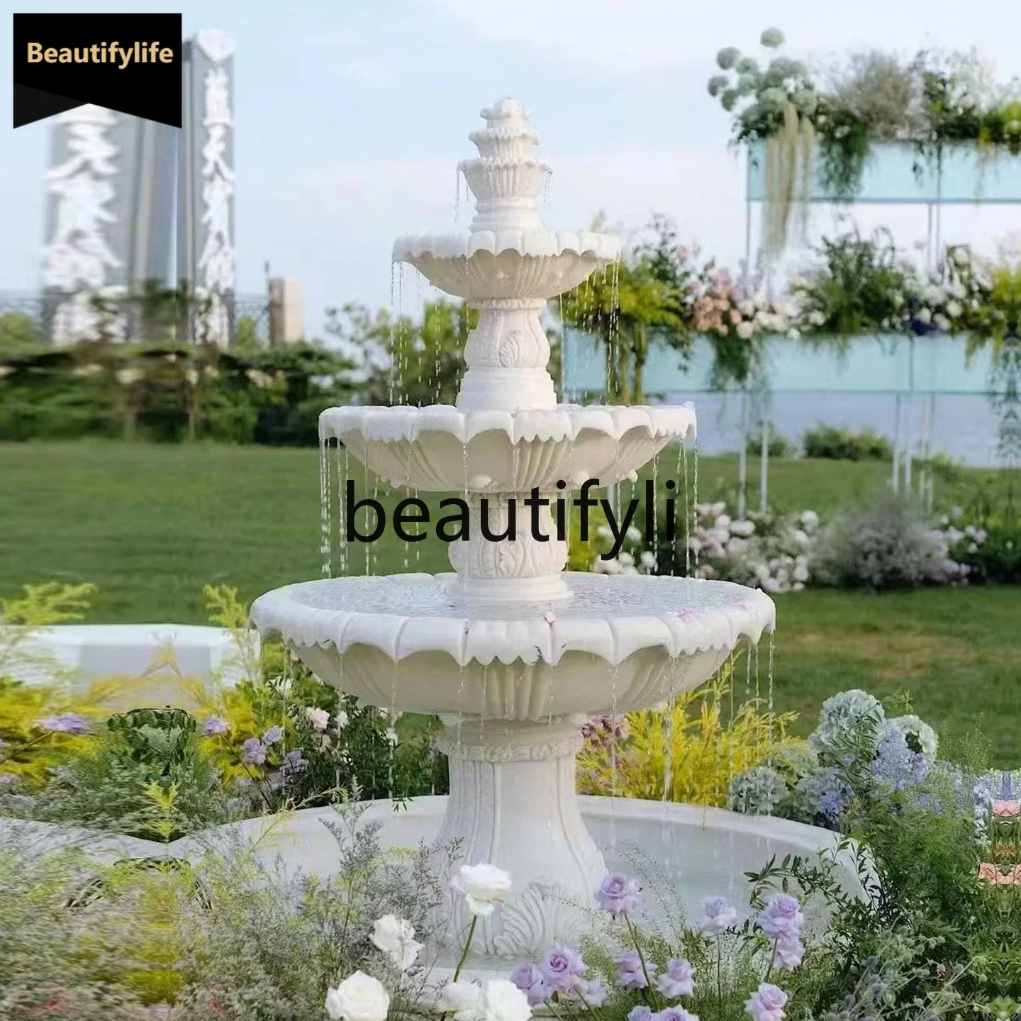 

GG European Style Water Fountain Water Pool Landscape Decoration Ornament Garden Outdoor Courtyard Water Feature