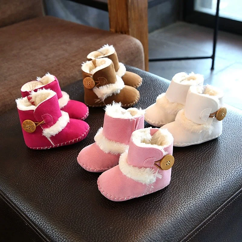 

New Winter Baby Plush And Thick Insulation Soft Rubber Sole Anti Slip Snow Boots