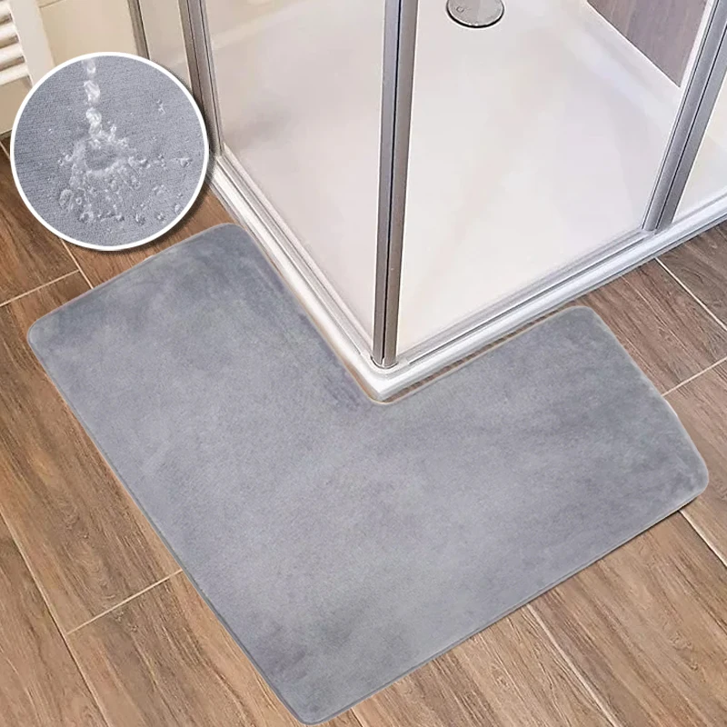 

L-образный нескользящий коврик для ванной комнаты, водопоглощающий мягкий коврик для ванной, угловой коврик для душа, моющиеся коврики, ковер для квадратного душа