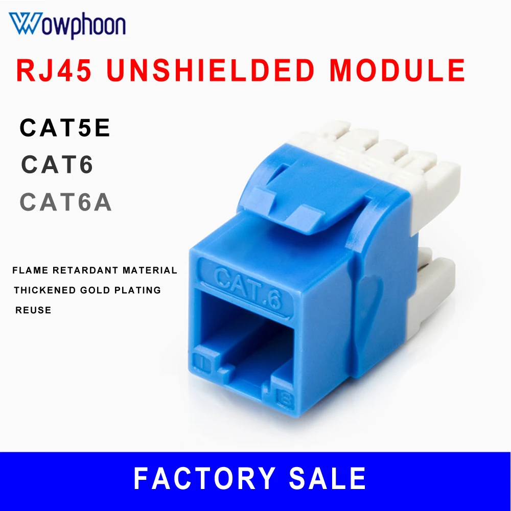 RJ45 UTP Unshielded Keystone Jack Module, Self-Locking, CAT5E, CAT6, CAT6A, Zinc Alloy, Computer Network Adapter, 5Pcs customize