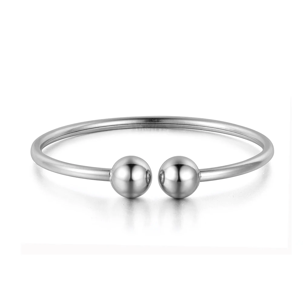 Lokaer Stainless Steel Double Ball Open Cuff Bracelets & Bangles Trendy Party Bangle Jewelry For Women Free Shipping B18027