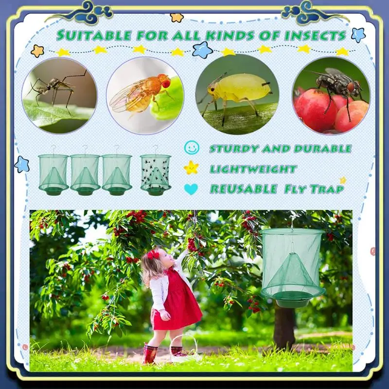 

Latest 8PCS Ranch Fly Traps - Reusable Fly Traps With Bait-Tray Outdoor Indoor Hanging, Stable Horse Fly Catcher Cage