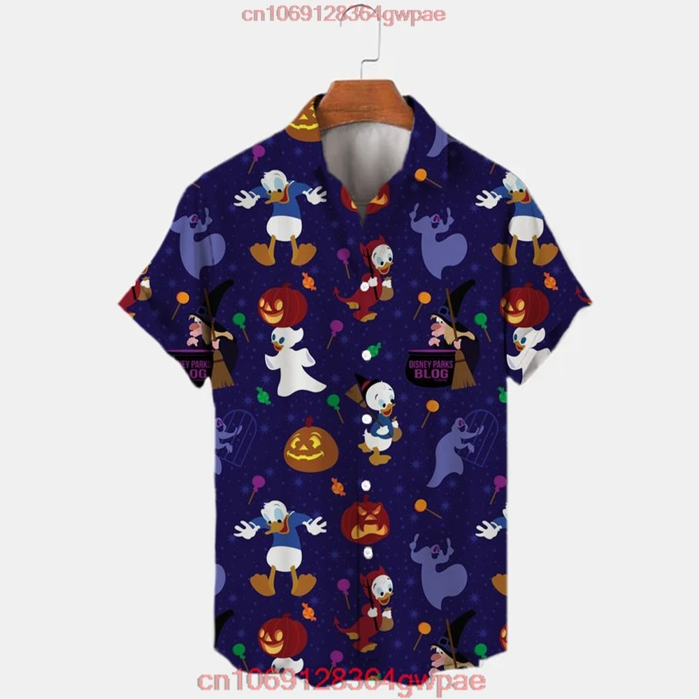 Disney Halloween Hawaiian Shirt Men Women Fashion Short Sleeve Shirt Mickey Halloween Hawaiian Shirt Casual Beach Shirt