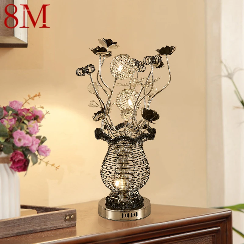 

8M Modern Vase Table Lamp Fashionable Art Black Iiving Room Bedroom Hotel LED Aluminum Wire Decorative Desk Light