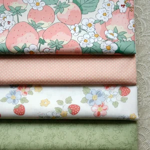 Erdbeer- und Vanillestrauß 160x50 cm, französischer Pastoral -Twill, Baumwollstoff, Kleid, Kleidung, mach es 12 Hauptverkaufs Erdbeerstoff - №7