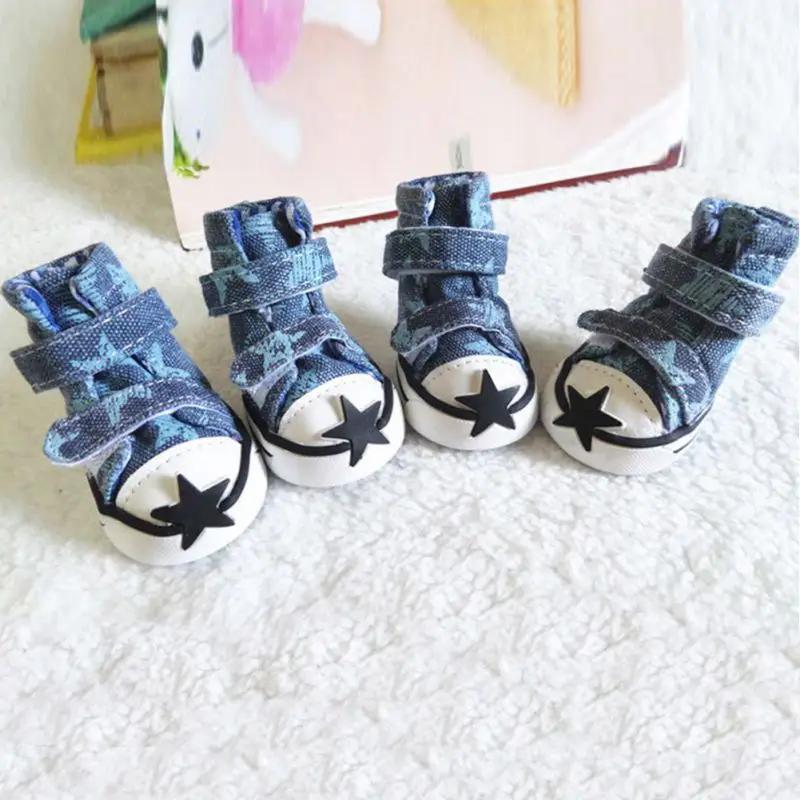 Pet Dog Shoes Puppy Canvas Sport Sneaker Boots Outdoor Nonslip Causal Shoes Rubber Sole Soft Cotton Inner Fabric Shoes