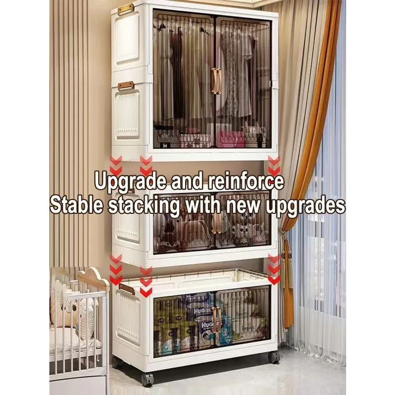 Multifunction Folding Storage Cabinet Dustproof Wardrobe Sundries Cabinet Closet Organizer Locker Storage Box