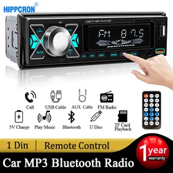 Car Radio 1 Din Stereo Digital Automotive Sound Modules FM Audio Receiver Music Double USB/BT/TF Card with In Dash AUX Input MP3